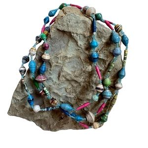 Funky Boho Beaded Necklace 27”